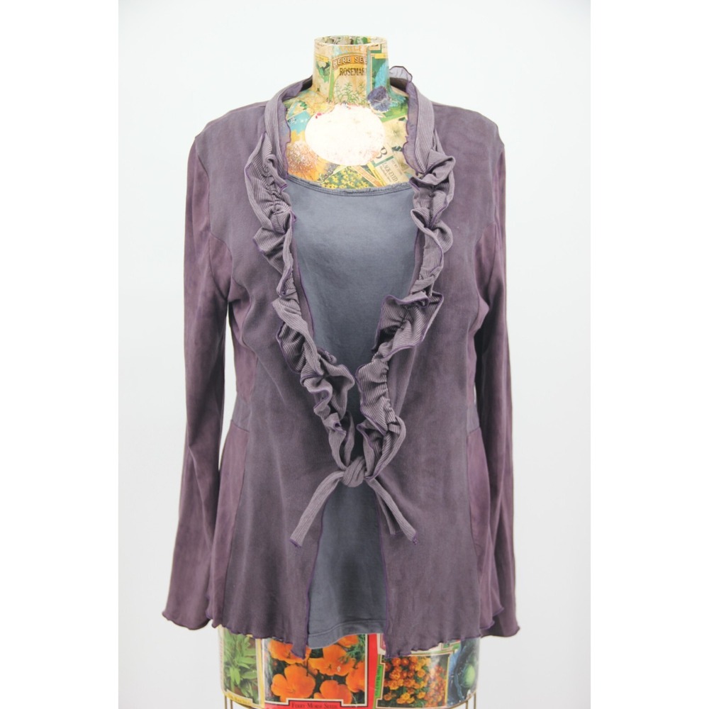 Apropos Purple Shell & Long Sleeve Cotton Blend Pull Over Top Ruffles M 2pc #561
